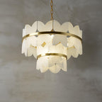 Lustre moderne Anza en Albâtre Or et blanc