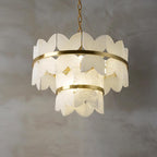 Lustre moderne Anza en Albâtre Or et blanc