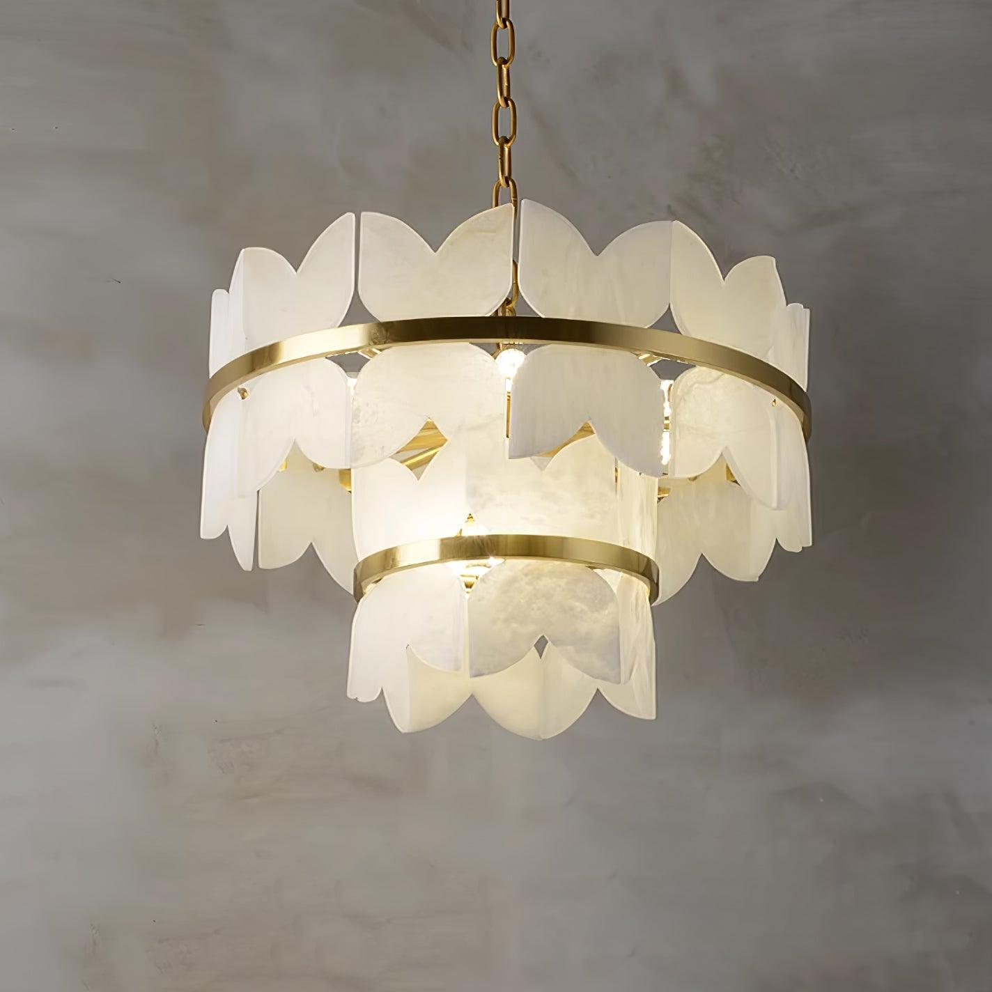 Lustre moderne Anza en Albâtre Or et blanc