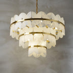 Lustre moderne Anza en Albâtre Or et blanc