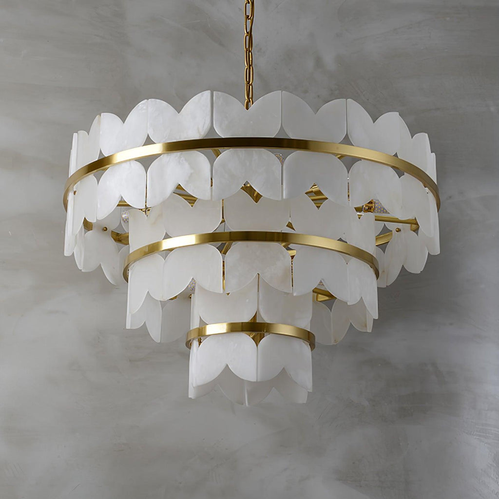 Lustre moderne Anza en Albâtre Or et blanc