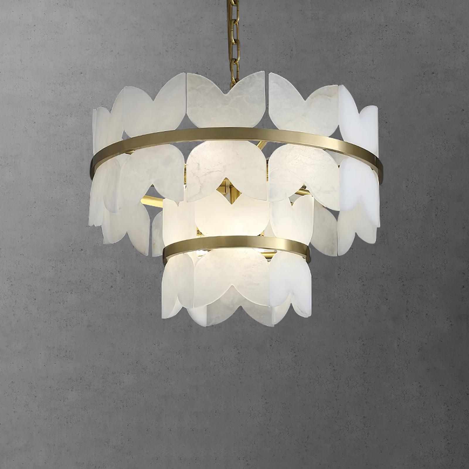 Lustre moderne Anza en Albâtre Or et blanc