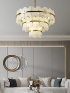 Lustre moderne Anza en Albâtre Or et blanc