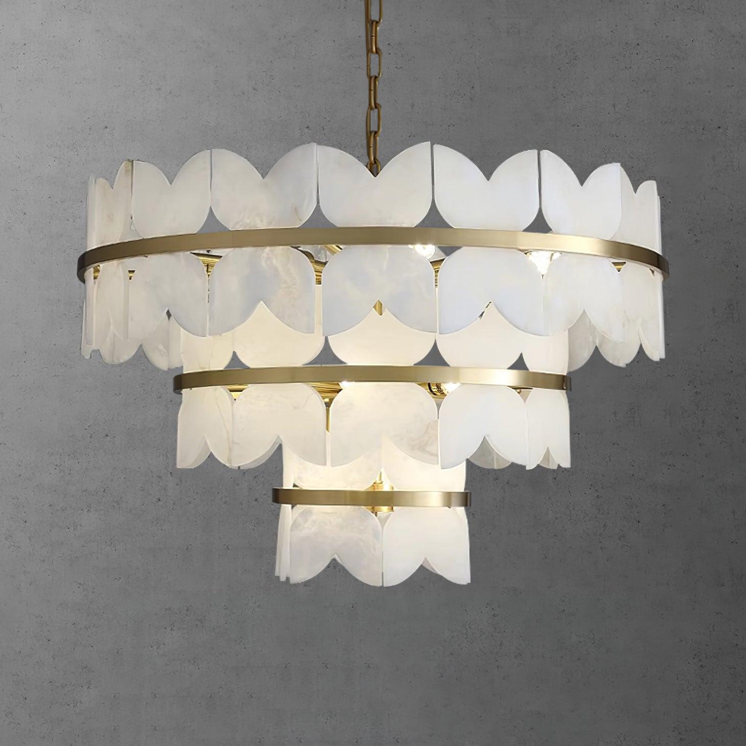 Lustre moderne Anza en Albâtre Or et blanc
