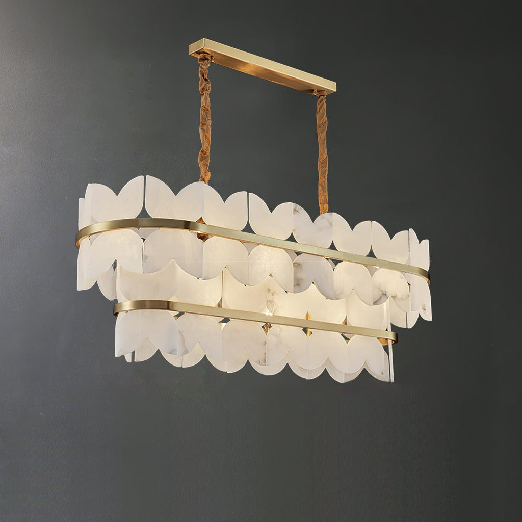 Lustre moderne Anza en Albâtre Or et blanc
