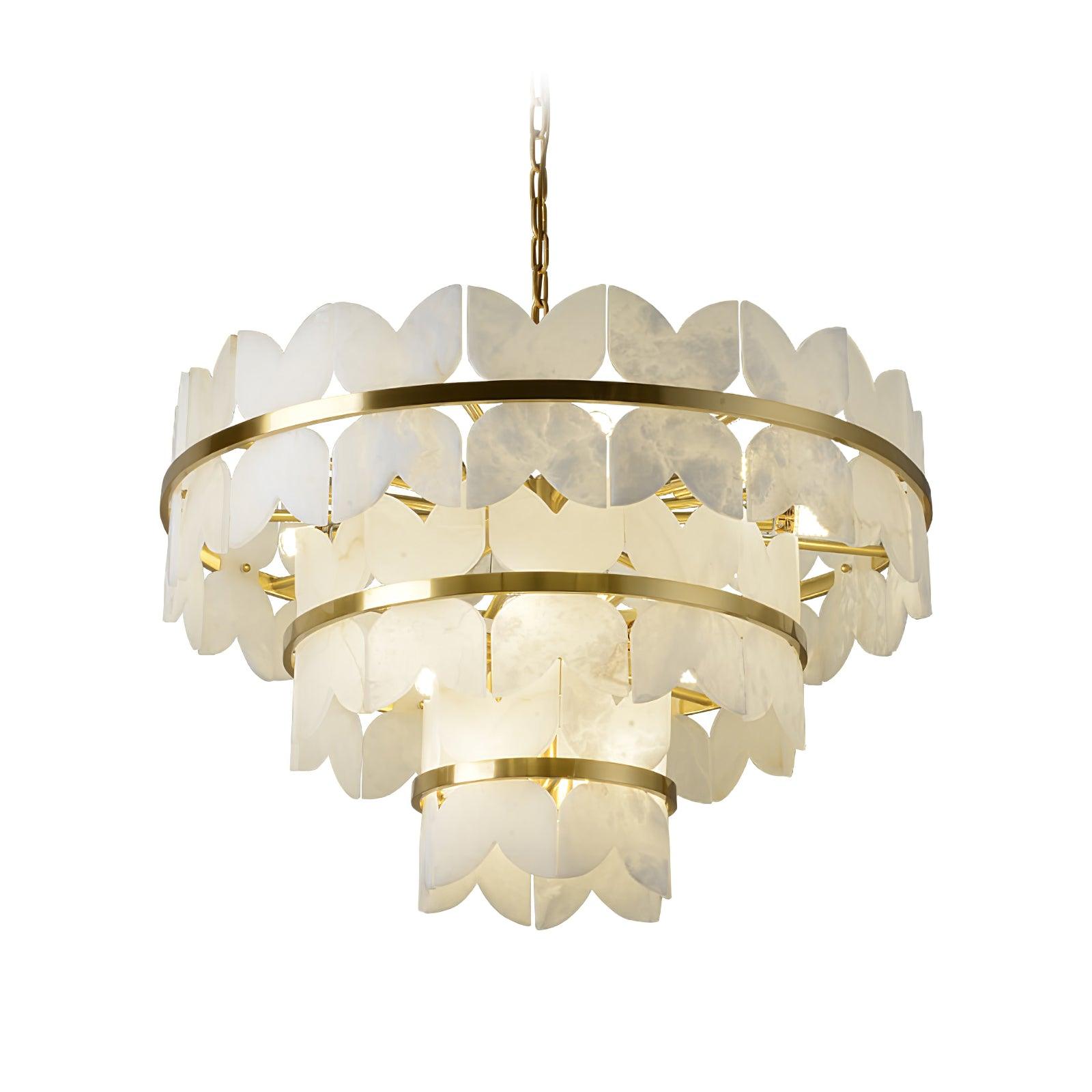 Lustre moderne Anza en Albâtre Or et blanc