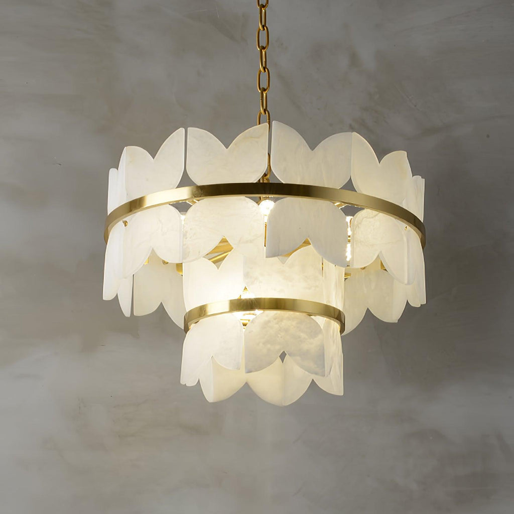 Lustre moderne Anza en Albâtre Or et blanc