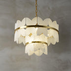 Lustre moderne Anza en Albâtre Or et blanc