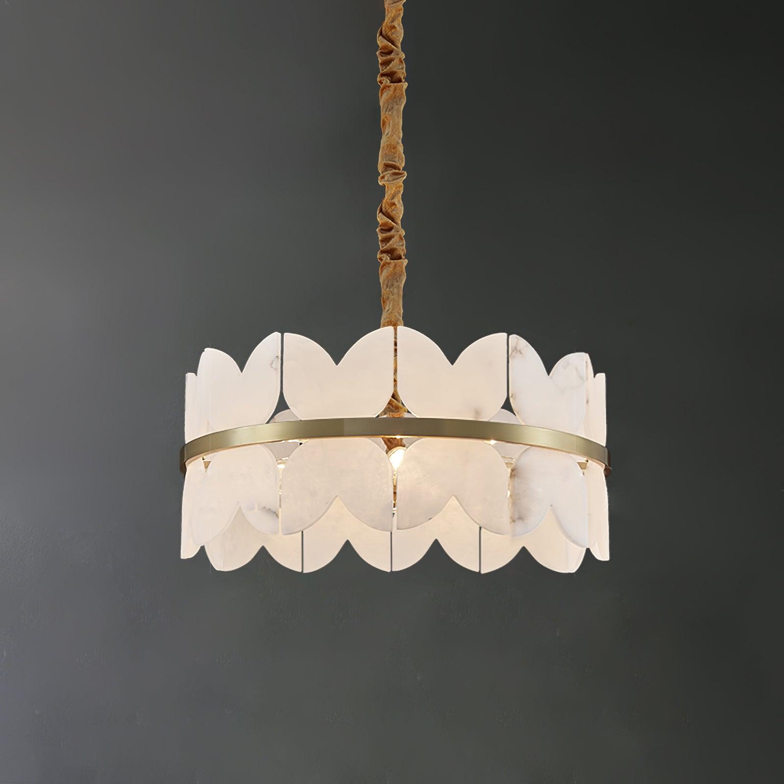 Lustre moderne Anza en Albâtre Or et blanc