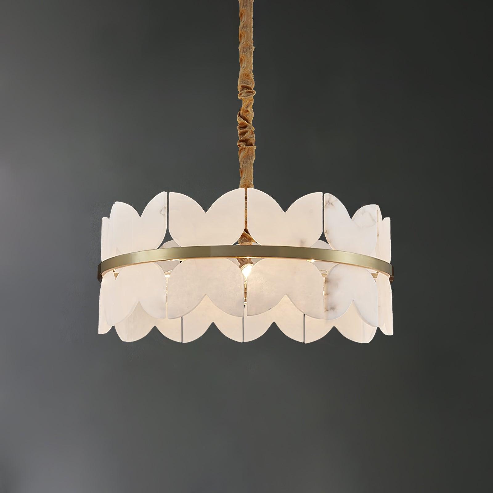 Lustre moderne Anza en Albâtre Or et blanc