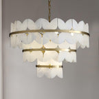 Lustre moderne Anza en Albâtre Or et blanc