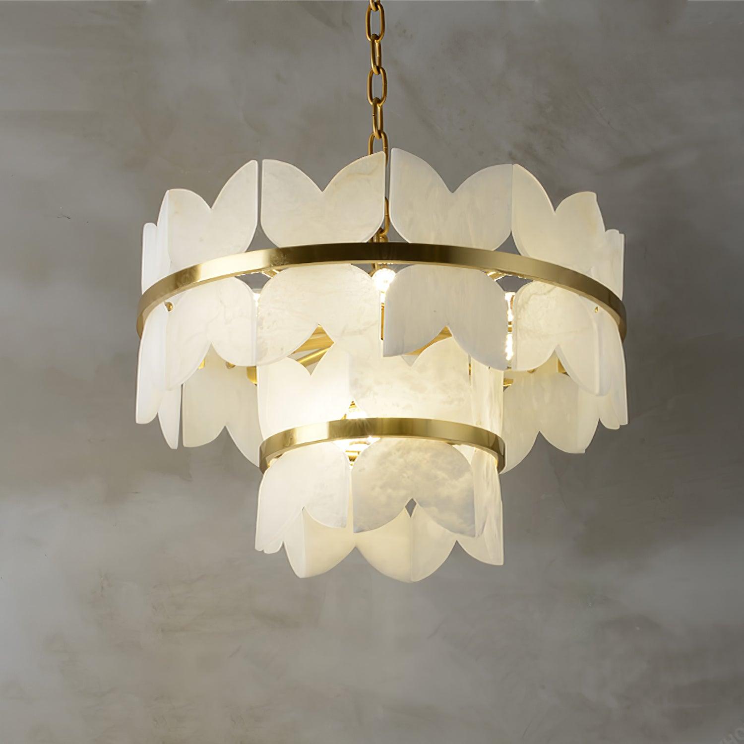 Lustre moderne Anza en Albâtre Or et blanc