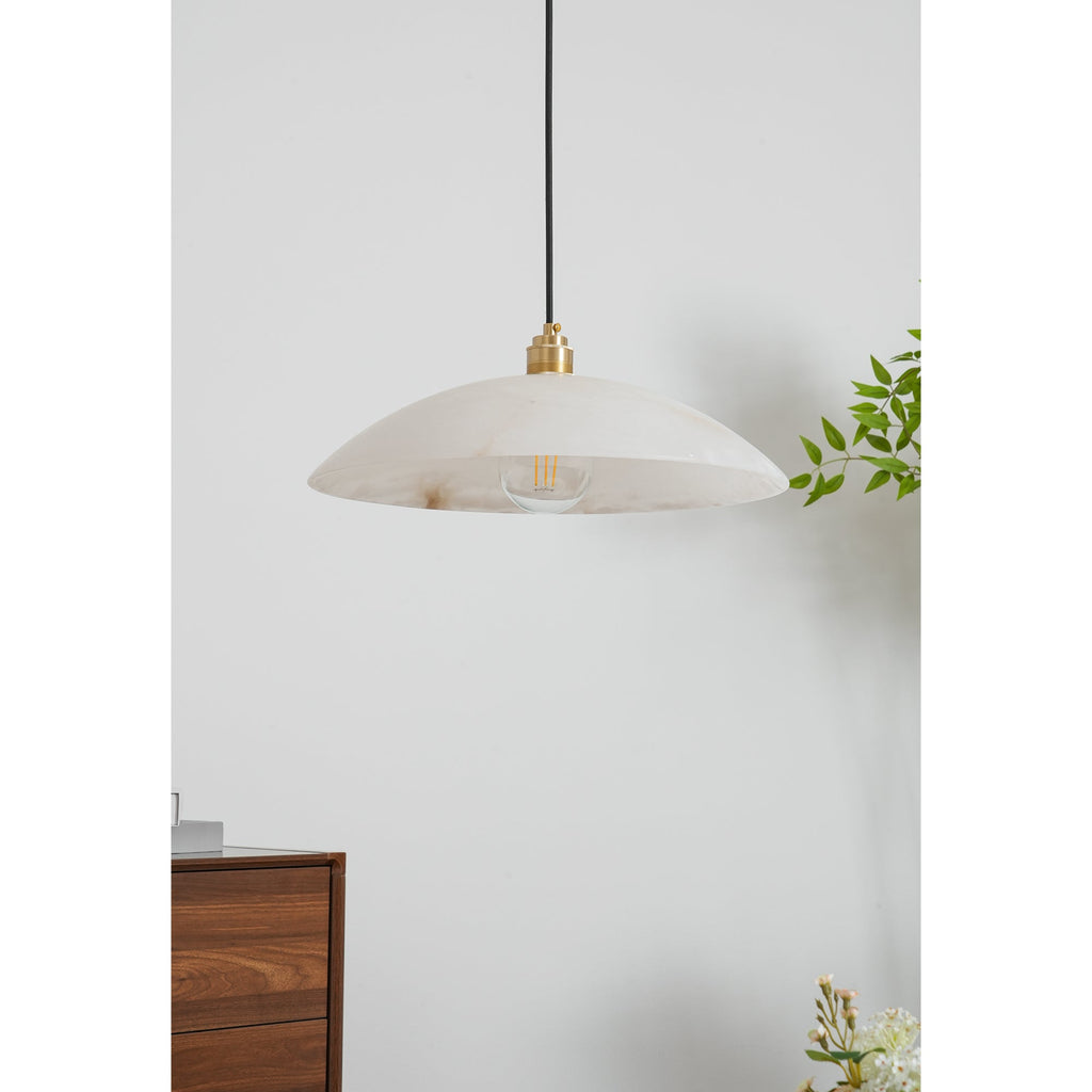 Suspension moderne Arnleif en Albâtre Laiton et blanc