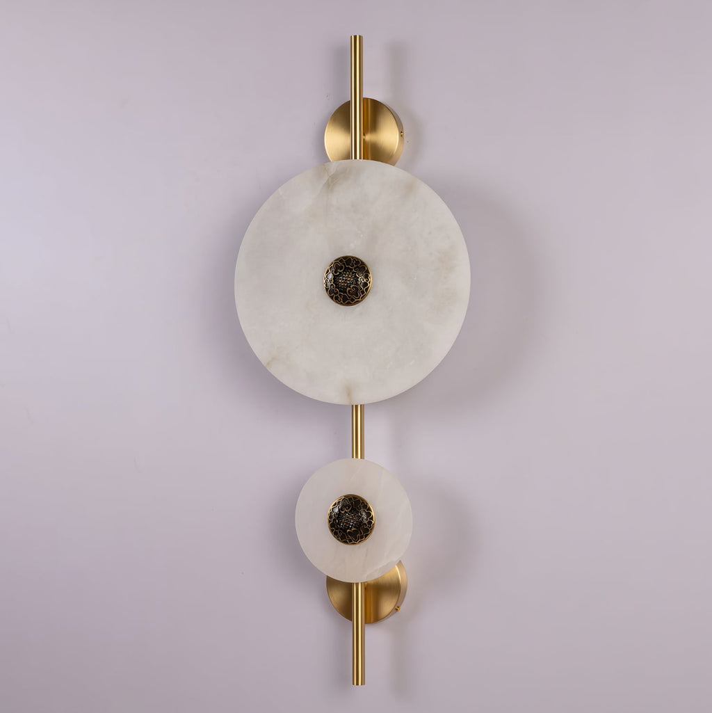 Applique murale moderne Lykke en Albâtre Laiton et blanc
