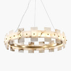 Lustre moderne Tobin en Albâtre Laiton et blanc