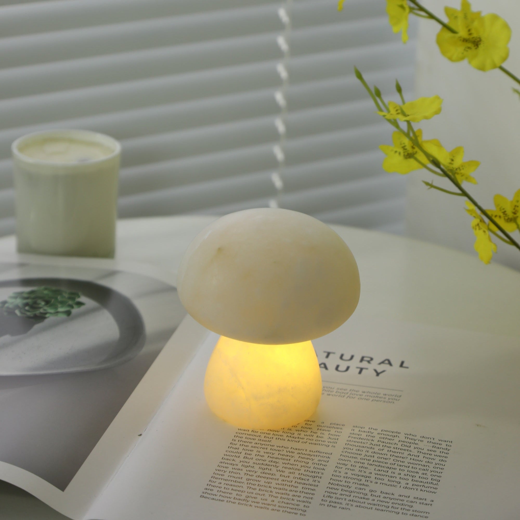 Lampe à poser moderne Ake en Albâtre Blanc
