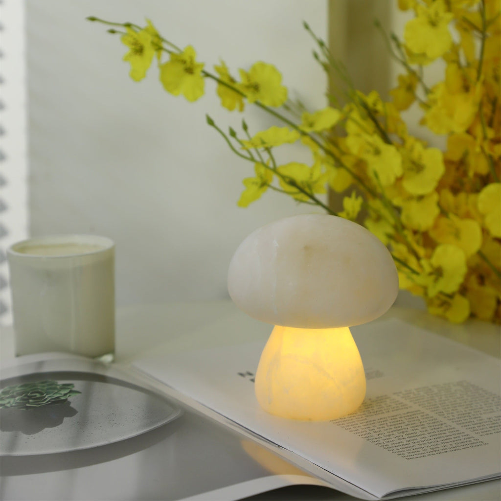 Lampe à poser moderne Ake en Albâtre Blanc