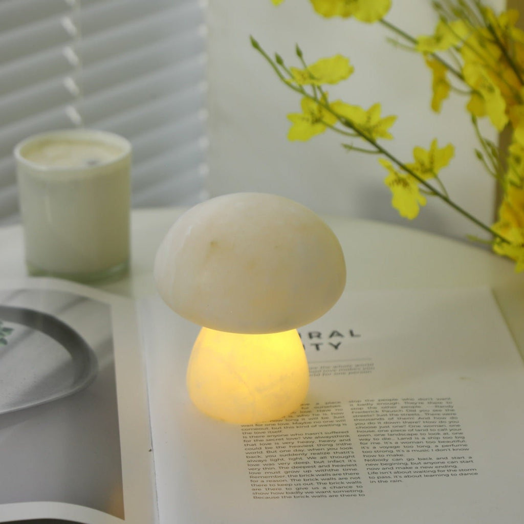 Lampe à poser moderne Ake en Albâtre Blanc