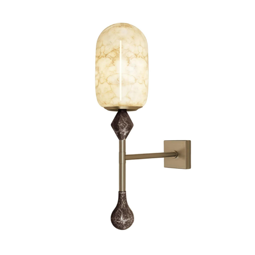 Applique murale moderne Shep en Albâtre Bronze et blanc