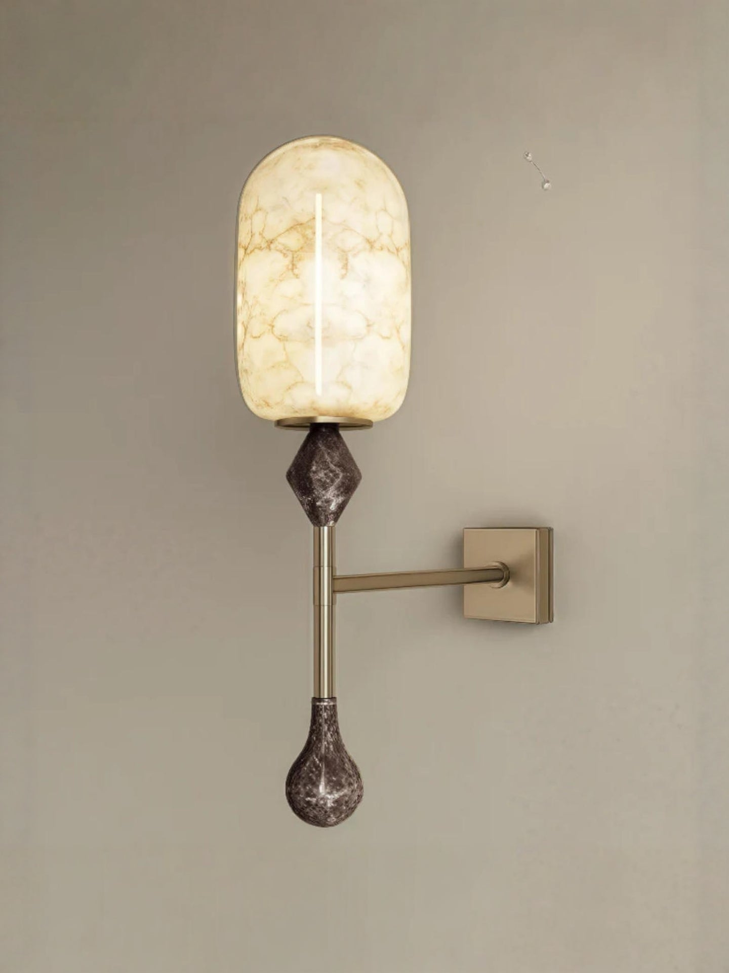 Applique murale moderne Shep en Albâtre Bronze et blanc