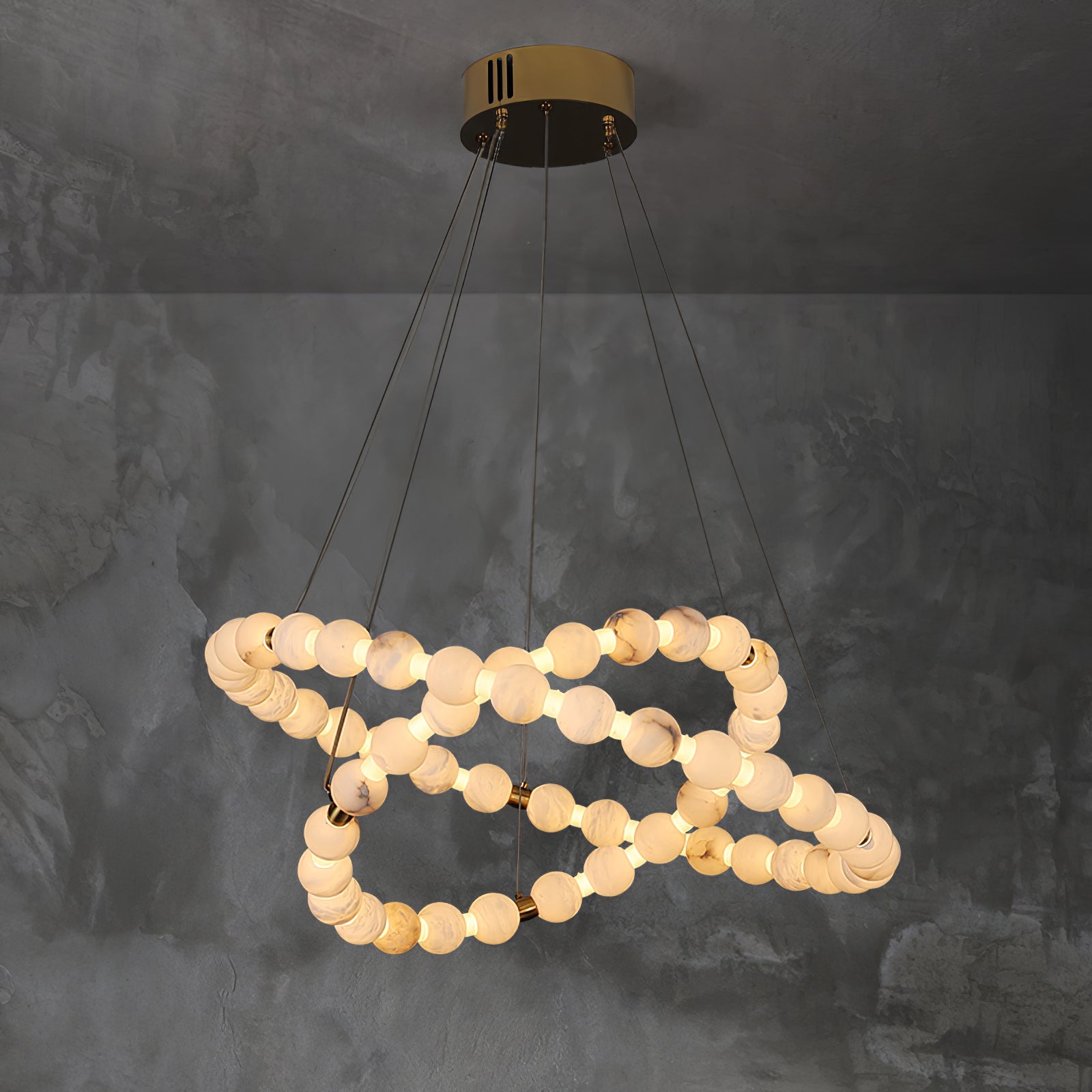 Lustre moderne Mael en Albâtre Or et blanc