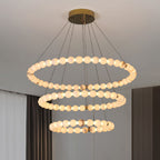 Lustre moderne Mael en Albâtre Or et blanc