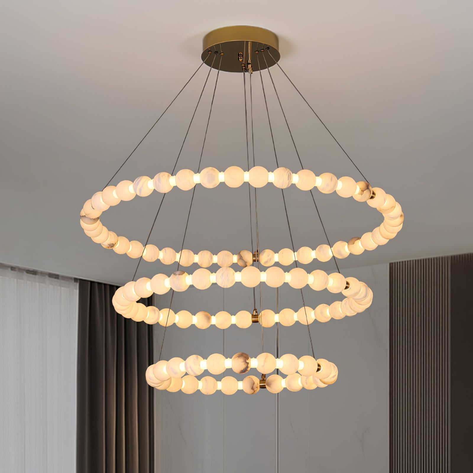 Lustre moderne Mael en Albâtre Or et blanc