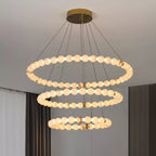Lustre moderne Mael en Albâtre Or et blanc