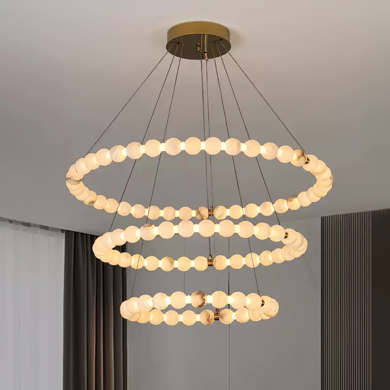 Lustre moderne Mael en Albâtre Or et blanc