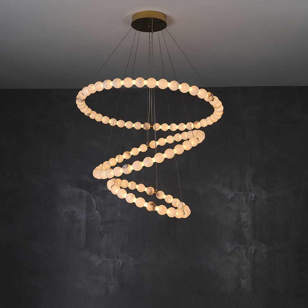 Lustre moderne Mael en Albâtre Or et blanc