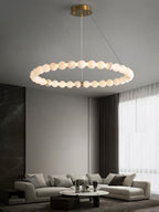 Lustre moderne Mael en Albâtre Or et blanc
