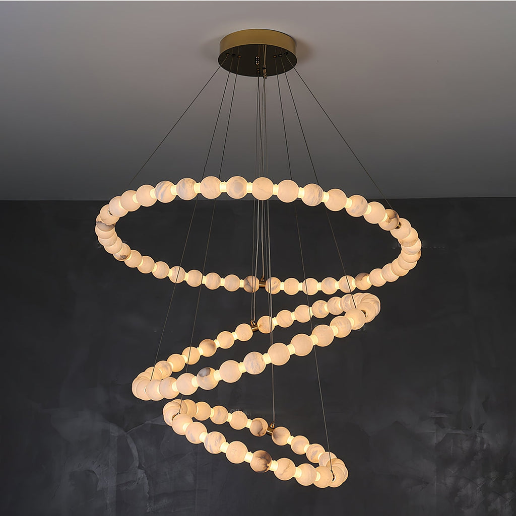 Lustre moderne Mael en Albâtre Or et blanc