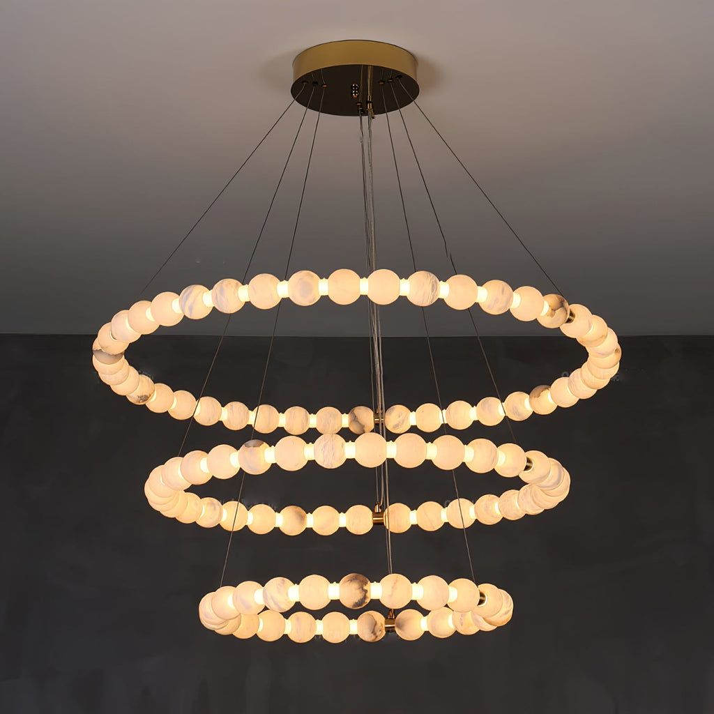Lustre moderne Mael en Albâtre Or et blanc