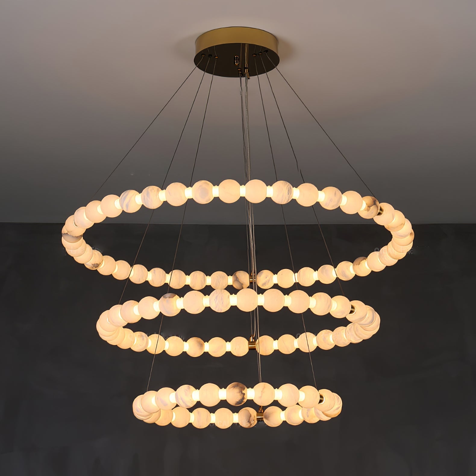 Lustre moderne Mael en Albâtre Or et blanc