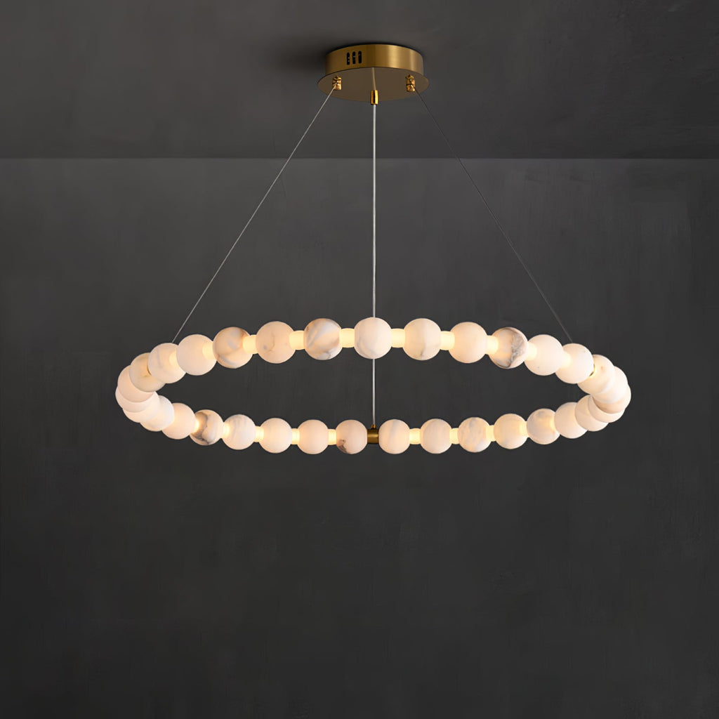 Lustre moderne Mael en Albâtre Or et blanc
