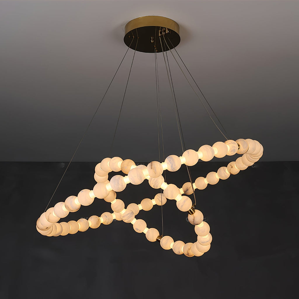 Lustre moderne Mael en Albâtre Or et blanc
