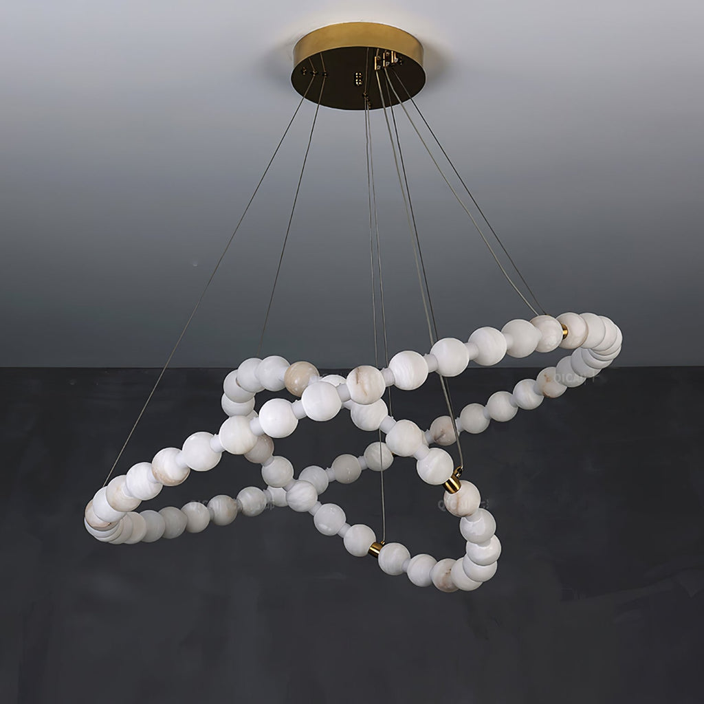 Lustre moderne Mael en Albâtre Or et blanc