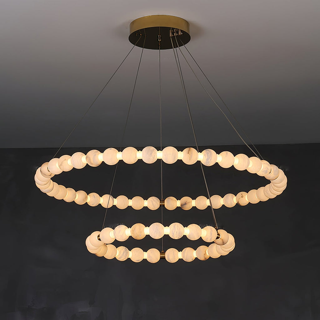 Lustre moderne Mael en Albâtre Or et blanc