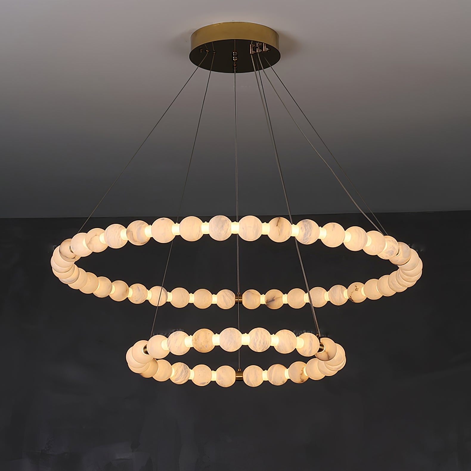 Lustre moderne Mael en Albâtre Or et blanc