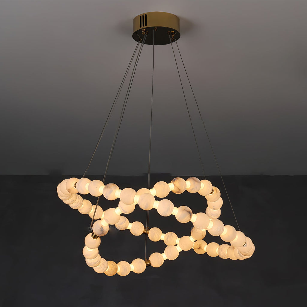 Lustre moderne Mael en Albâtre Or et blanc