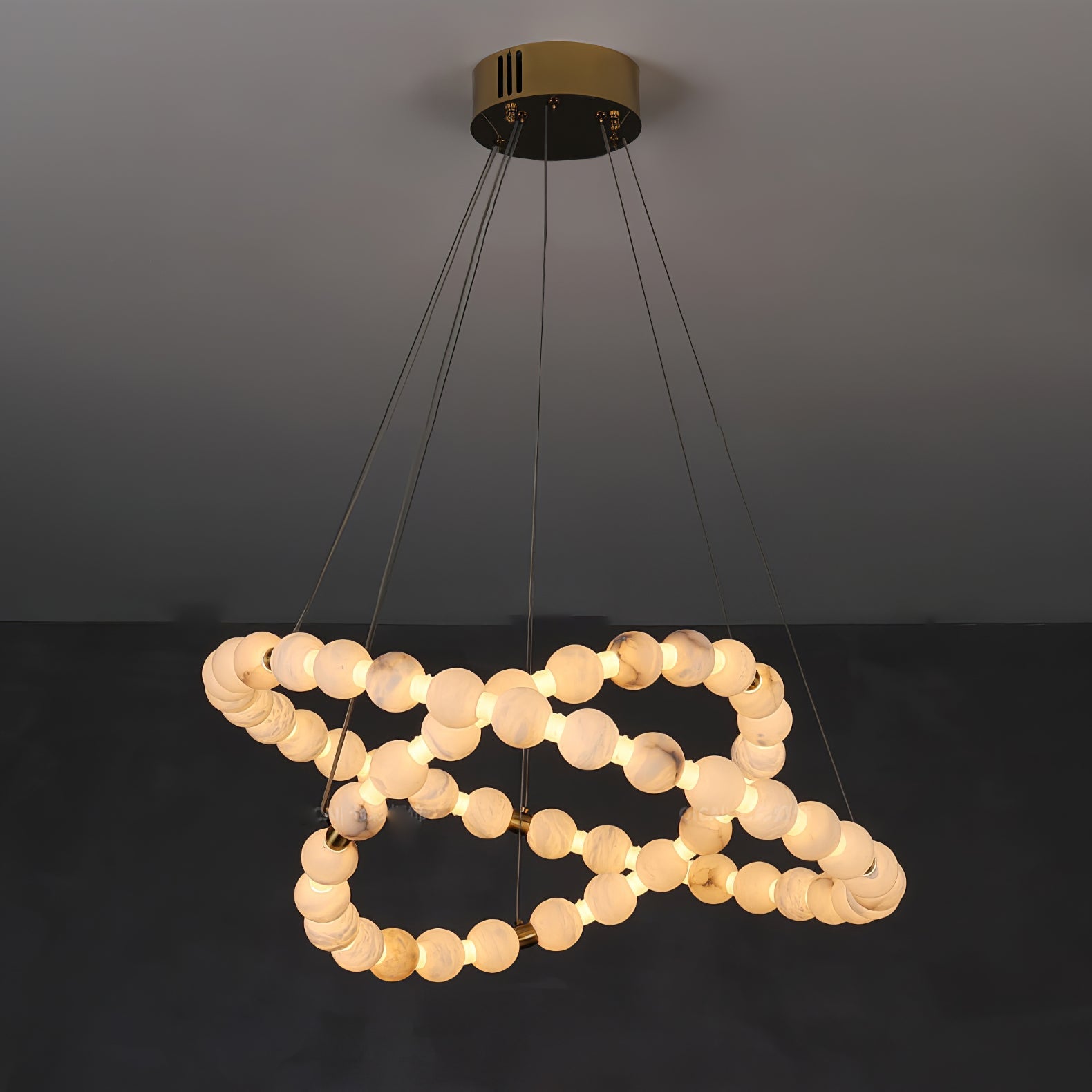 Lustre moderne Mael en Albâtre Or et blanc