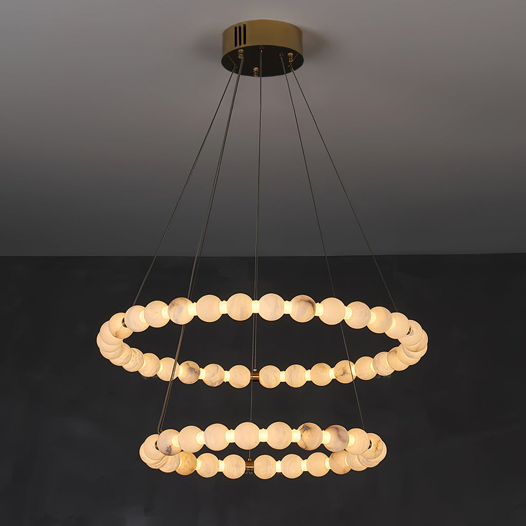 Lustre moderne Mael en Albâtre Or et blanc