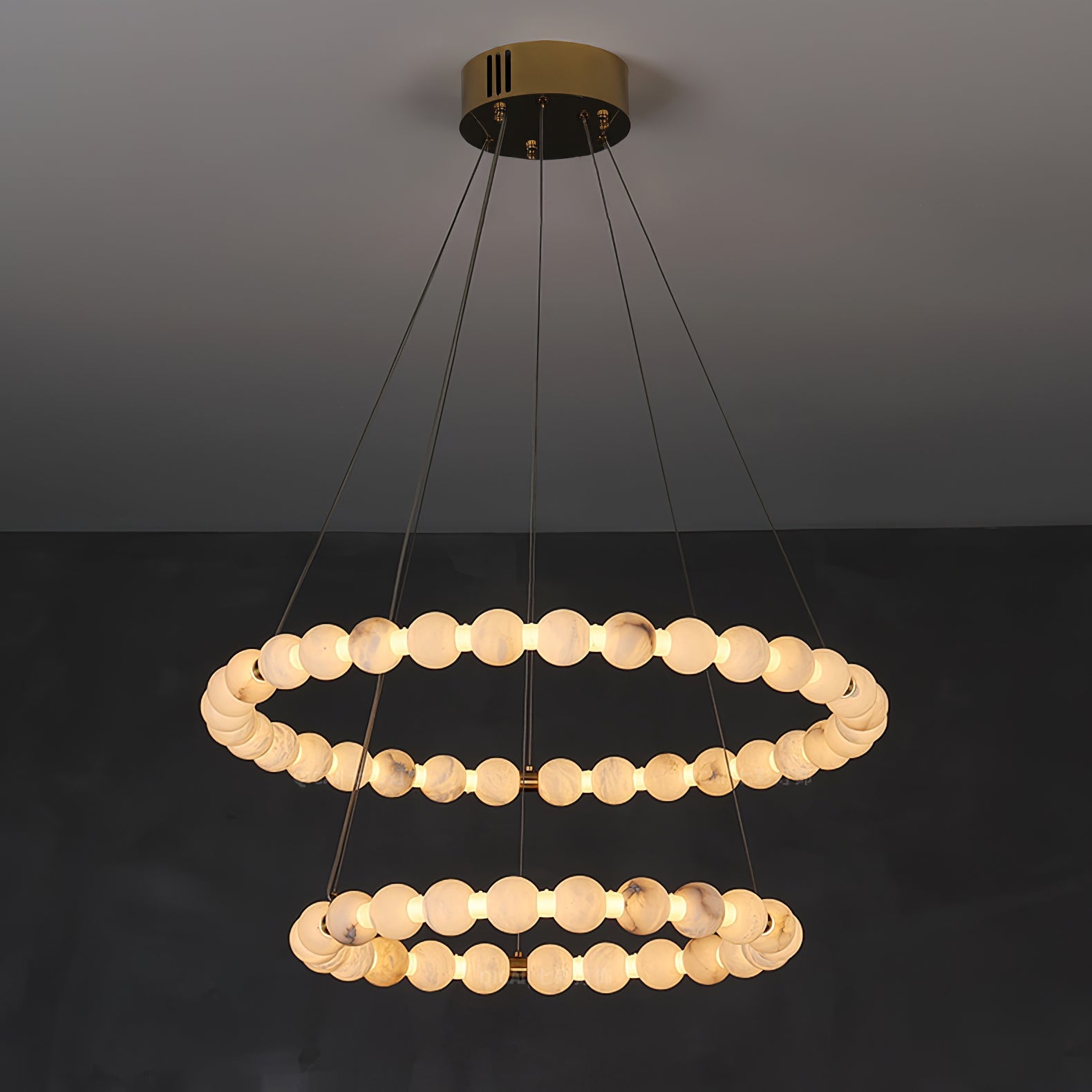 Lustre moderne Mael en Albâtre Or et blanc