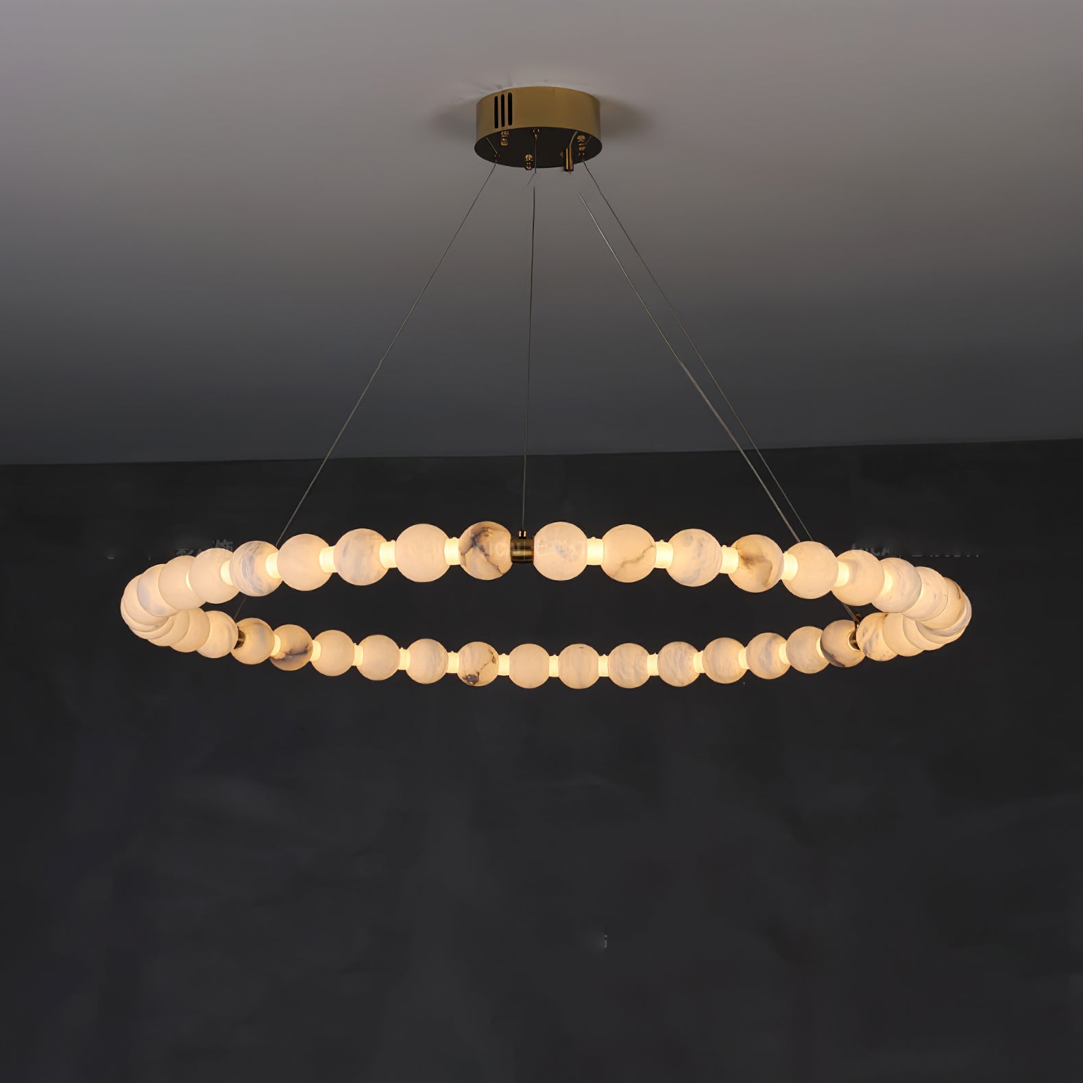 Lustre moderne Mael en Albâtre Or et blanc