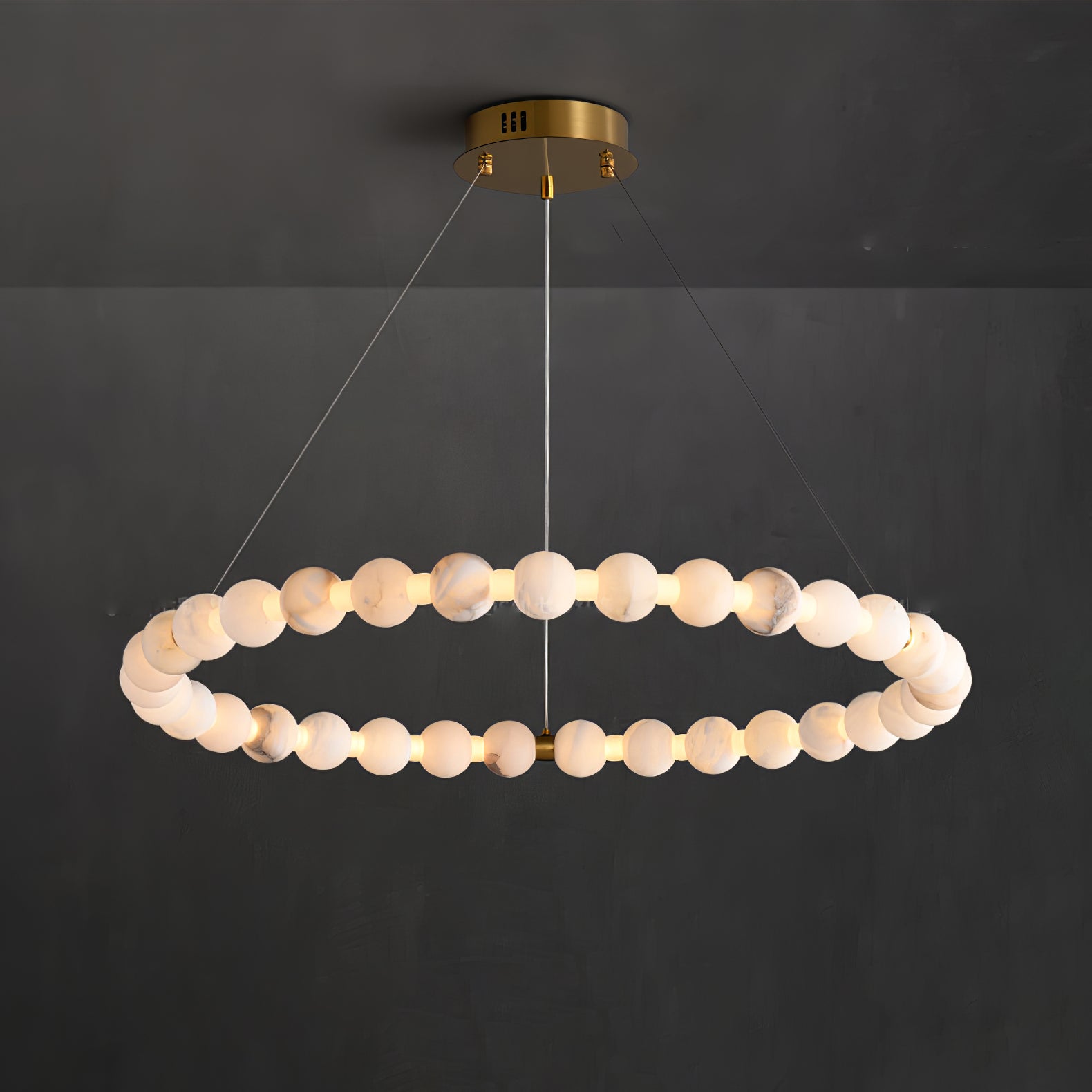 Lustre moderne Mael en Albâtre Or et blanc
