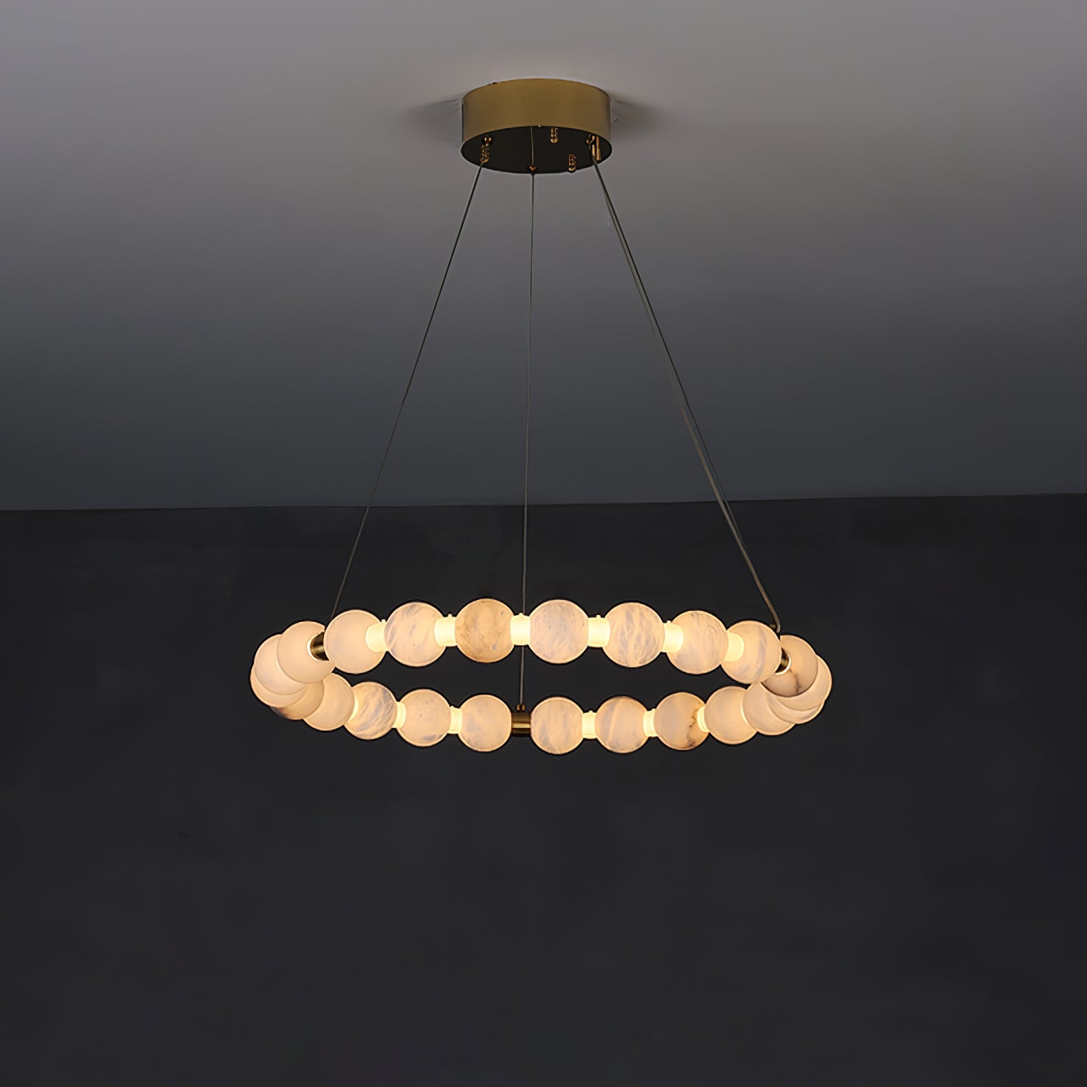 Lustre moderne Mael en Albâtre Or et blanc