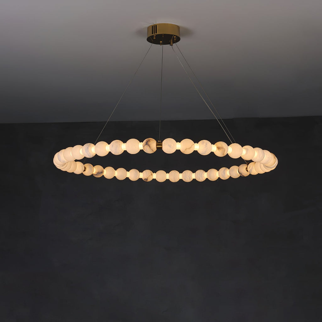 Lustre moderne Mael en Albâtre Or et blanc