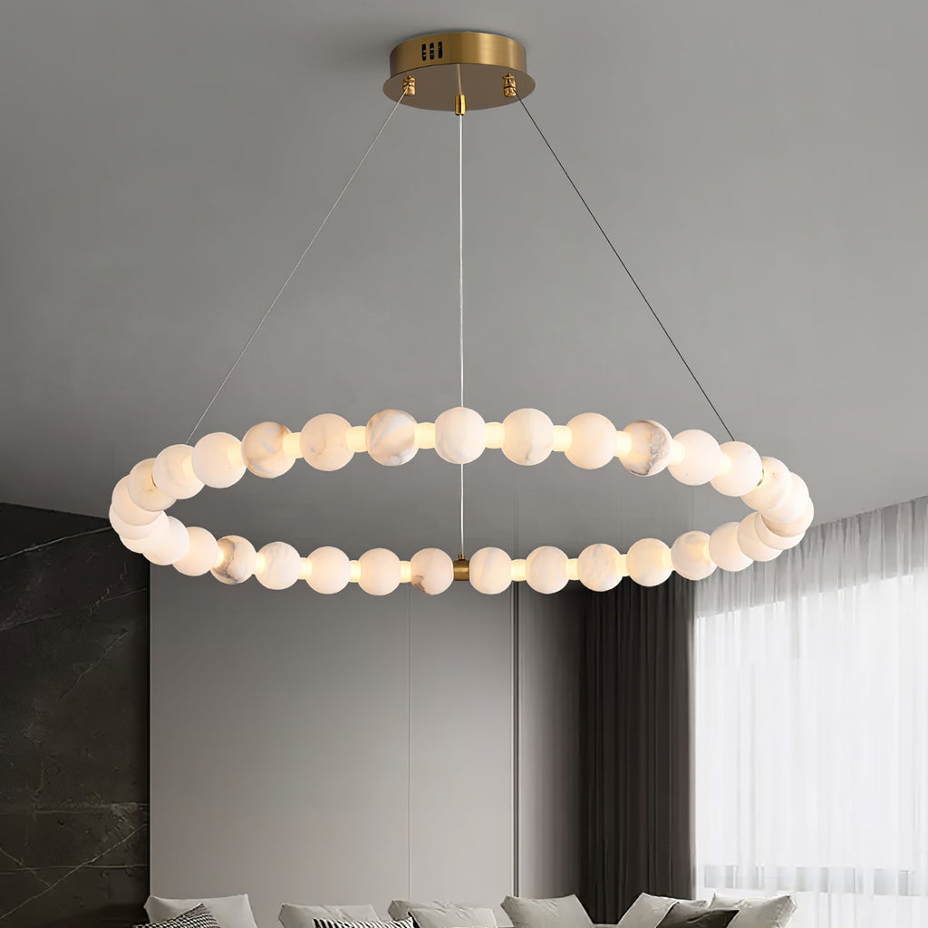 Lustre moderne Mael en Albâtre Or et blanc