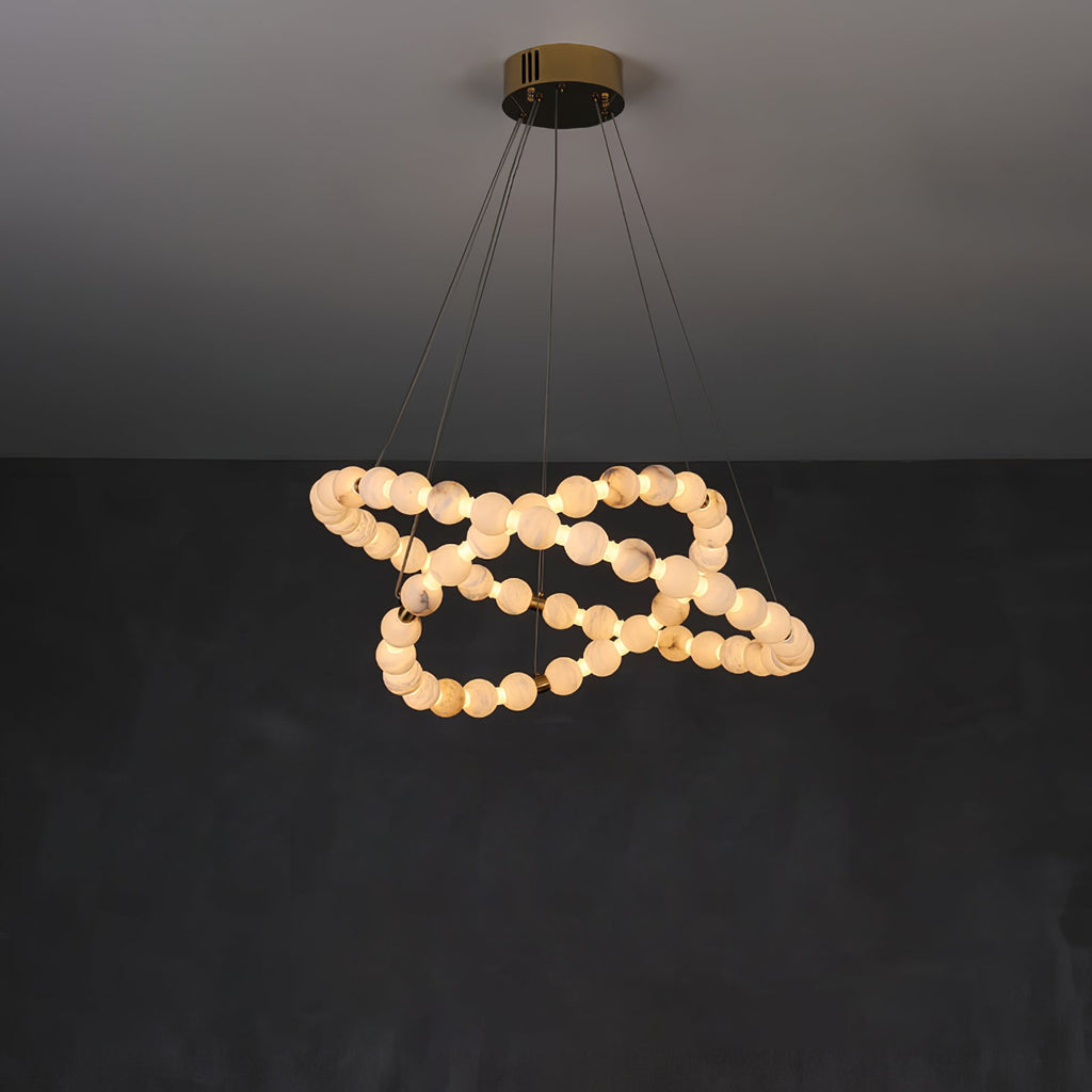 Lustre moderne Mael en Albâtre Or et blanc