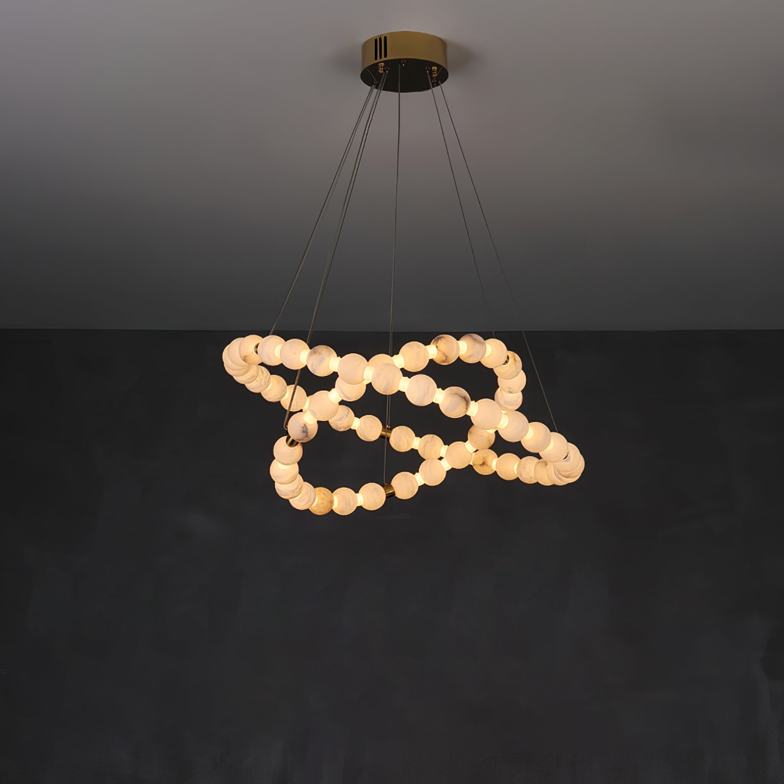 Lustre moderne Mael en Albâtre Or et blanc